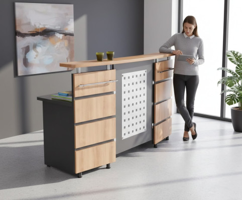 Moderne réception avec commode en bois gris Mobilier de bureau neuf