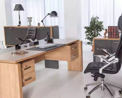 Ensemble de bureau Armoire de classement Armoire avec Table basse Aménagements de bureau 3 pièces.
