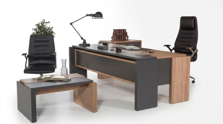 Desk de luxe en bois de design de 206x102cm pour ameublement de bureau.