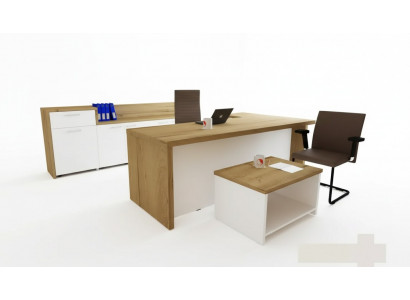 Bureau Moderne Ensemble Bureau d'Angle Table Basse Marron Classeur 3 Pièces