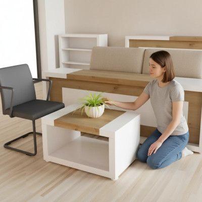 Table basse blanche de designer Table en bois de luxe Table de rangement de meubles de salon