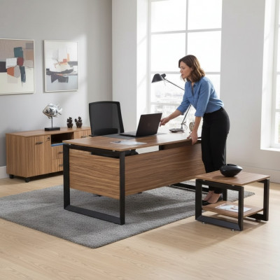 Designer Brun Schreibtisch Luxusbüromöbel Holz Stilvolle Möbel