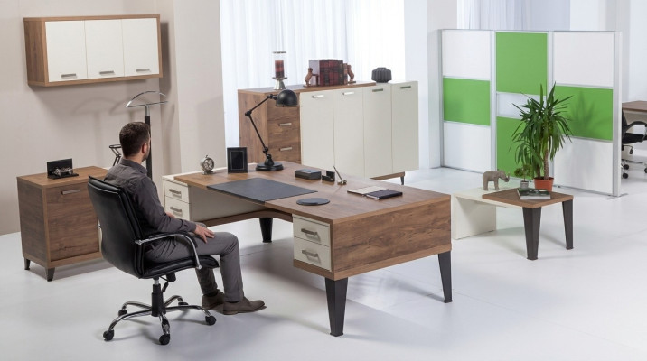 Set de bureau moderne Bureau Table basse Classeur Commode 4 pièces.