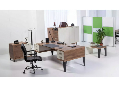 Set de bureau moderne Bureau Table basse Classeur Commode 4 pièces.