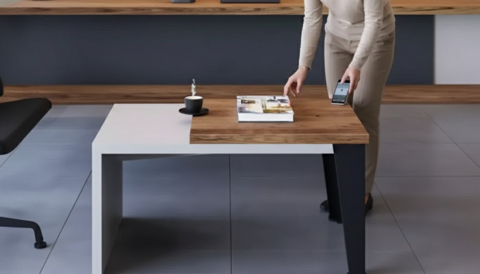 Table basse moderne bicolore de luxe, table d'appoint en bois pour bureau