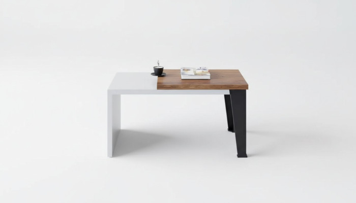Table basse moderne bicolore de luxe, table d'appoint en bois pour bureau