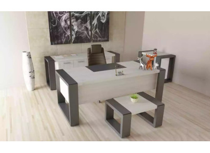 Mobilier de bureau gris Bureau Armoire Commode Table basse Ensemble de 3 pièces.