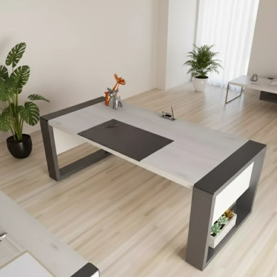 Bureau moderne blanc Mobilier de bureau design Table en bois Salle d'étude