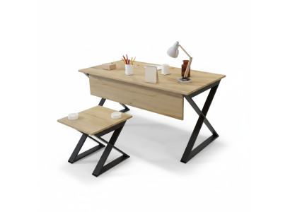 Table de travail moderne en bois brun clair, tables de bureau, mobilier de bureau, bureau de designer.
