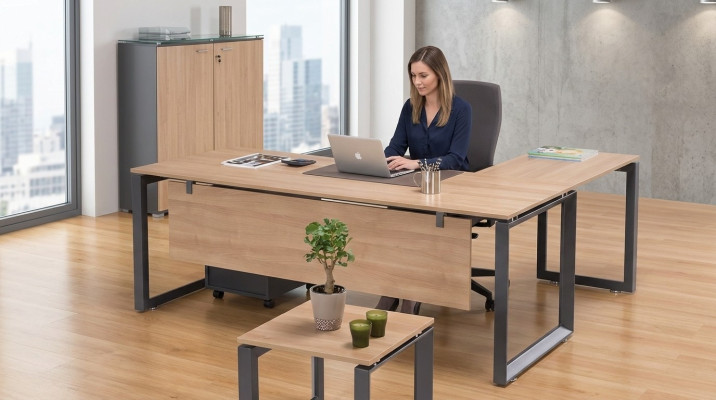Mobilier de bureau à domicile de coin exclusif brun nouveau pour la salle d'étude