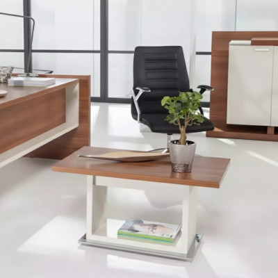 Table basse marron en bois avec étagère, mobilier de salon exclusif.