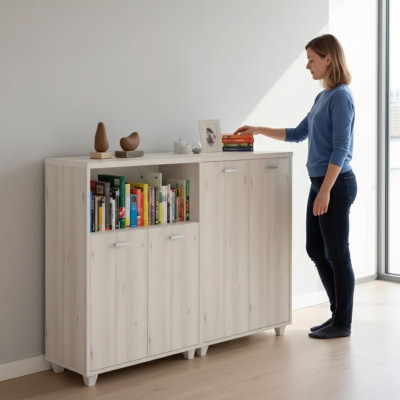 Armoire de classement en bois Mobilier de bureau moderne Armoire à documents blanche Commode