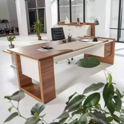 Bureau moderne de luxe Mobilier de bureau en bois brun Tiroirs Exclusif