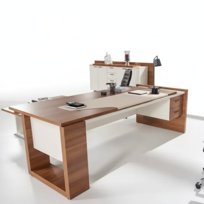Bureau moderne de luxe Mobilier de bureau en bois brun Tiroirs Exclusif
