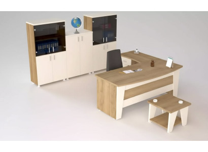 Mobilier de bureau Bureau en coin Bureau Table basse 3x armoire de classement 6 pièces