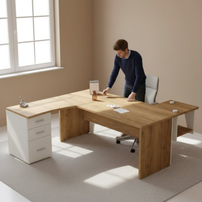 Bureau d'angle brun exclusif de design de bureau de bureau de salle d'étude de meubles
