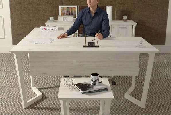 Bureau blanc moderne de luxe, table d'angle en bois, mobilier de bureau pour étude, neuf.