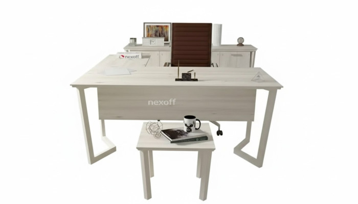 Bureau blanc moderne de luxe, table d'angle en bois, mobilier de bureau pour étude, neuf.