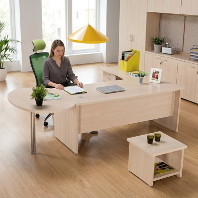 Ensemble de mobilier de bureau moderne avec bureau d'angle et commode : l'efficacité rencontre le style.