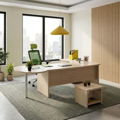 Ensemble de mobilier de bureau moderne avec bureau d'angle et commode : l'efficacité rencontre le style.