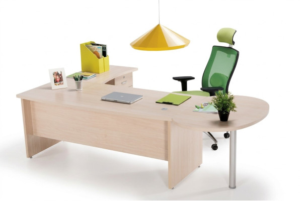 Bureau d'angle exclusif de bureau beige moderne, commode 2 pièces.