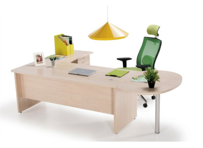 Bureau d'angle exclusif de bureau beige moderne, commode 2 pièces.