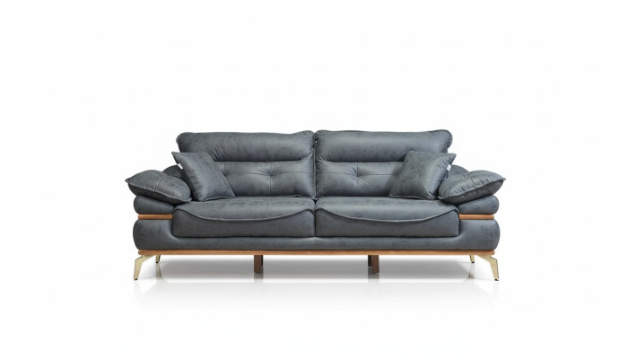 Salon moderne de designer gris avec canapé 3 places et nouveau fauteuil