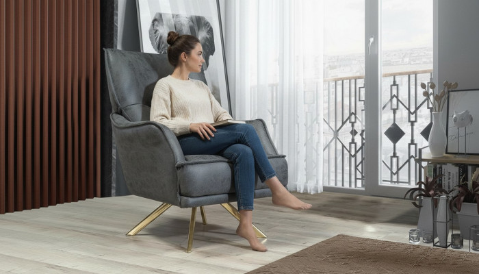 Gris un fauteuil club exclusif à un seul siège de luxe 1 place