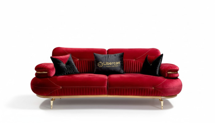 exclusif 3 places canapé tissu siège moderne meubles en textile couleur rouge nouveau