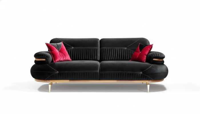 canapé 3 places exclusif, design textile moderne pour le salon