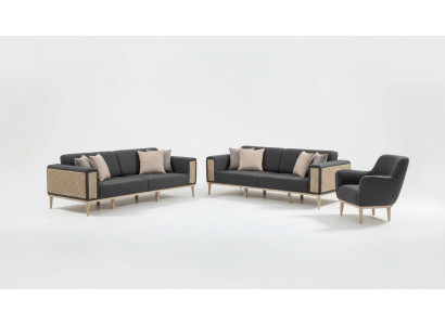 Ensemble moderne de meubles de salon gris de haute qualité.