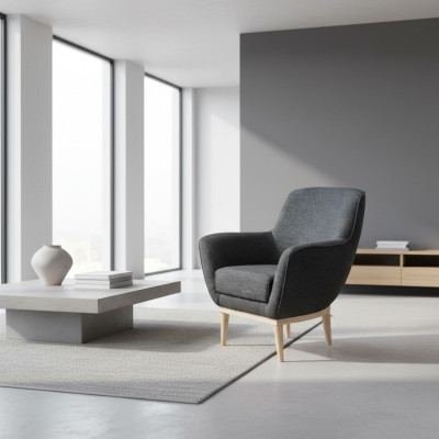 Gris exclusif tissu Fauteuil Rembourrage Mobilier Fauteuil une place Salon