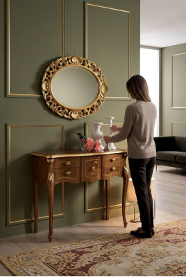 Console classique R Table en bois brun Salon Mobilier de designer