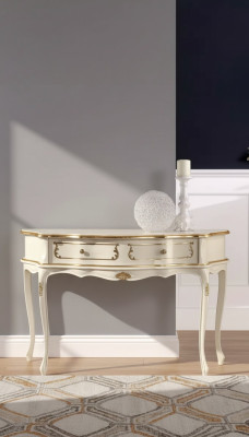 Table console White Classic pour chambre en bois style baroque