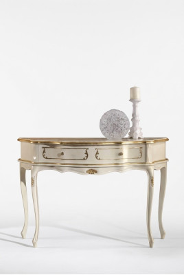 Table console White Classic pour chambre en bois style baroque