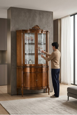 Vitrine en bois de haute qualité, vitrine de luxe Armoire classique Design Mobilier marron