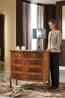 Designer Meublé de salon classique en bois avec 4 tiroirs Brun