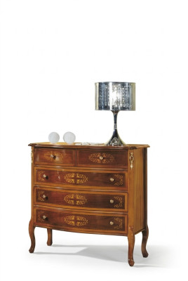 Designer Meublé de salon classique en bois avec 4 tiroirs Brun