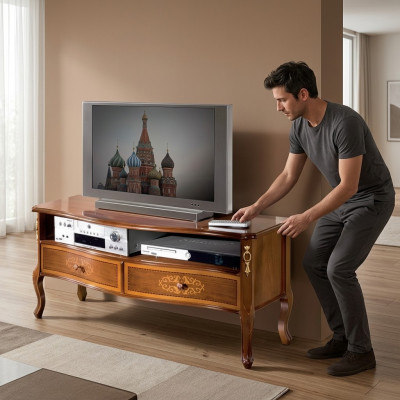 Classique r Armoire TV Mobilier de salon Meuble TV Bas en bois Conception nouvelle