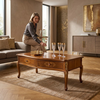 Table basse en bois brun classique de design de luxe avec tiroir nouvelle