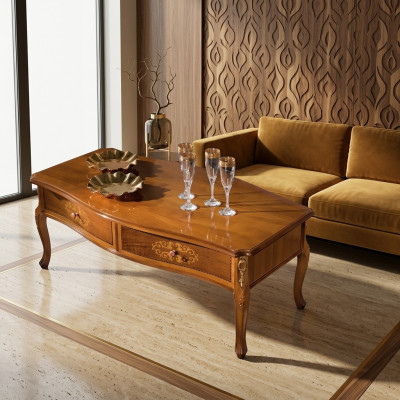 Table basse en bois brun classique de design de luxe avec tiroir nouvelle
