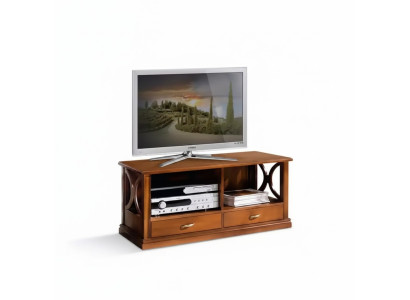 Meuble TV bas avec 2 tiroirs, meuble de luxe design pour le salon, armoire de rangement.