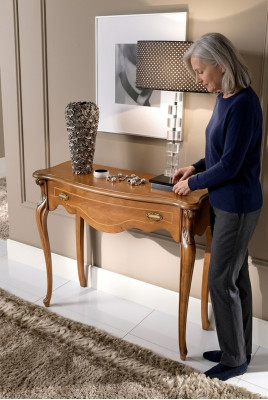 Table de console de luxe brune avec tiroir, nouveau design de meubles en bois pour chambre.