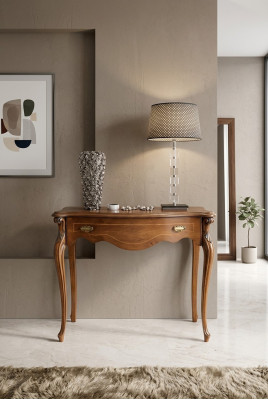 Table de console de luxe brune avec tiroir, nouveau design de meubles en bois pour chambre.