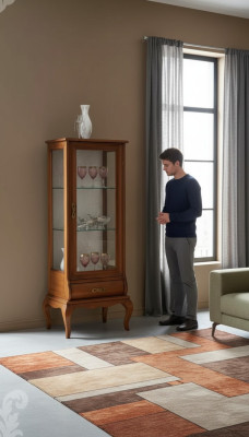 Meubles en bois Vitrine en verre Armoires Salle de séjour Meubles classiques Vitrine Armoire