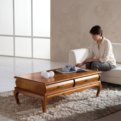 Table basse de style classique r, table de salon dessinée avec tiroirs, design de meubles