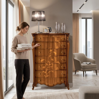 Luxueux coffre en bois de style classique pour le nouveau mobilier de salon