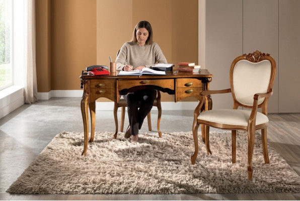 Ensemble de bureau de haute qualité Chaise de bureau marron Meuble de bureau Table en bois