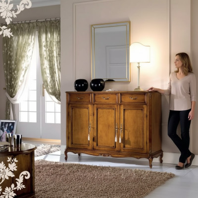 Buffet armoire en bois marron Style classique Salon Commode Commodes