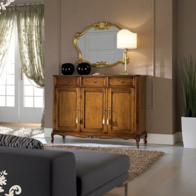 Buffet armoire en bois marron Style classique Salon Commode Commodes
